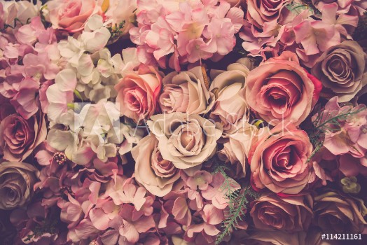 Picture of Valentine day background Retro pink roses flower background